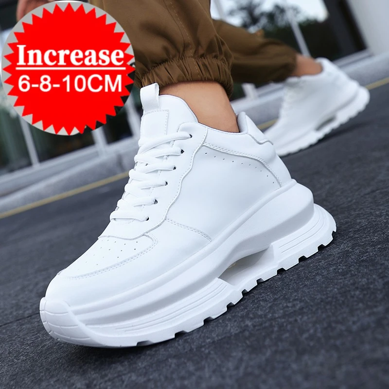 High Quality Men Sneakers Elevator Shoes for Men Fashion Casual Shoes Comfortable Leather Sports Shoes Height Increase 6/8/10cm
