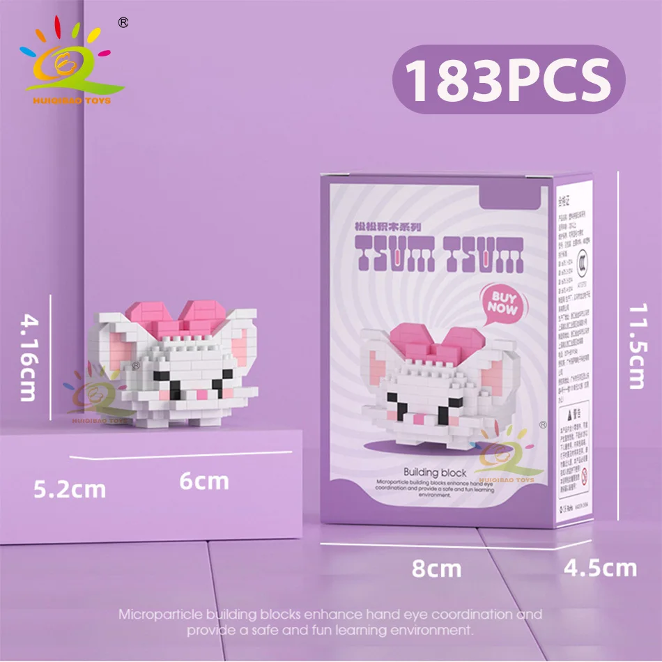 HUIQIBAO MINI Cute Pet Dog Cat Model Building Block Micro Set Kids City Cartoon Animal Diamond Bricks giocattoli educativi per adulti