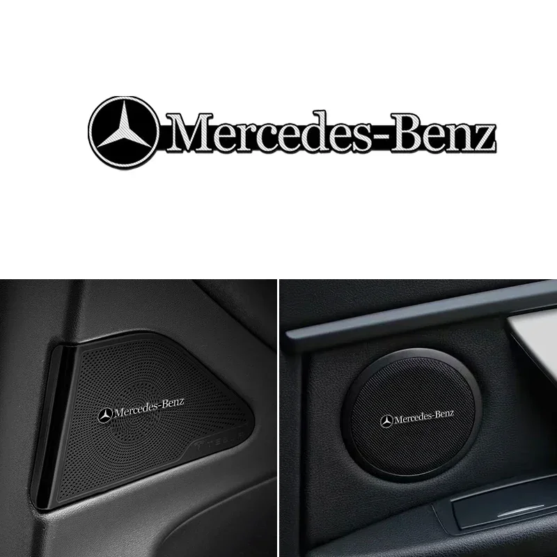 2/4pcs Car Styling 3D Aluminum Speaker Audio Stickers Badge Emblem Decal For Mercedes Benz AMG W124 W202 W203 W204 W210 W211