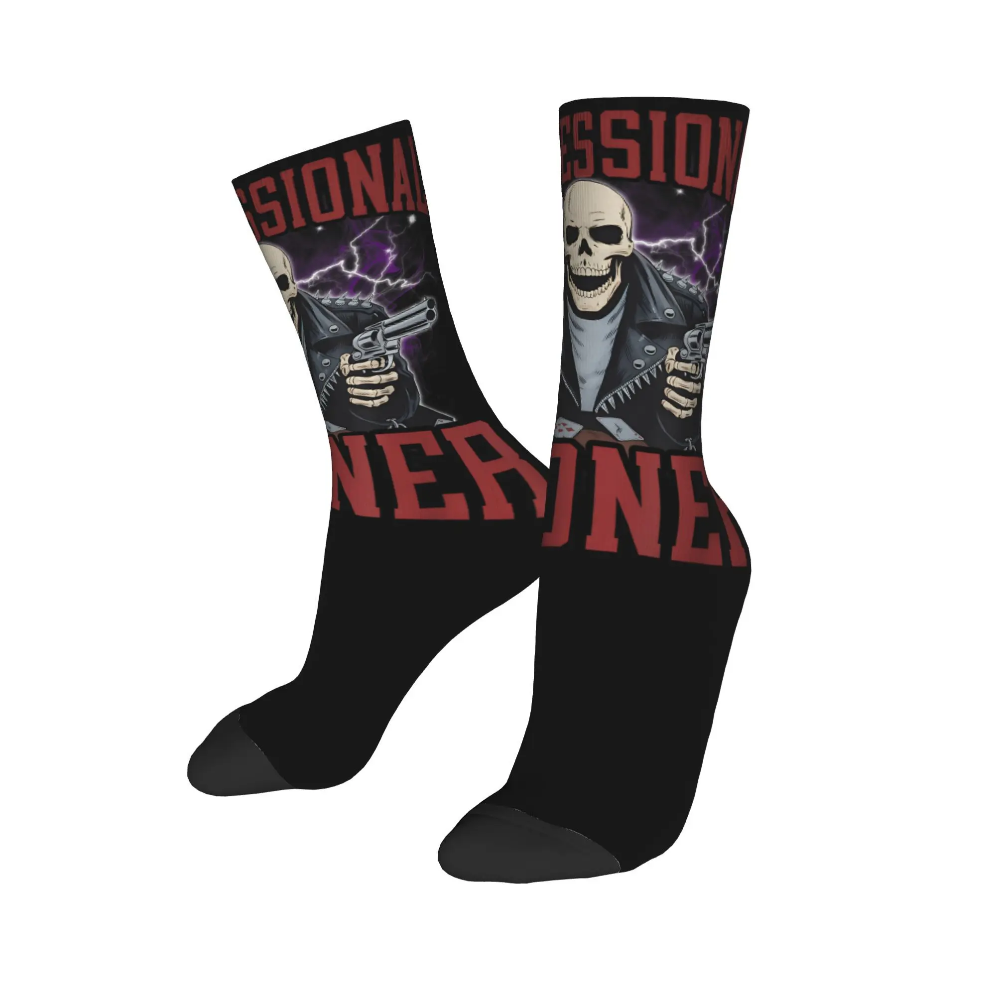 

Профессиональные носки Gooner Funny Hard Dank Skeleton Meme, мужские и женские повседневные носки из полиэстера, новинка, летние носки средней длины