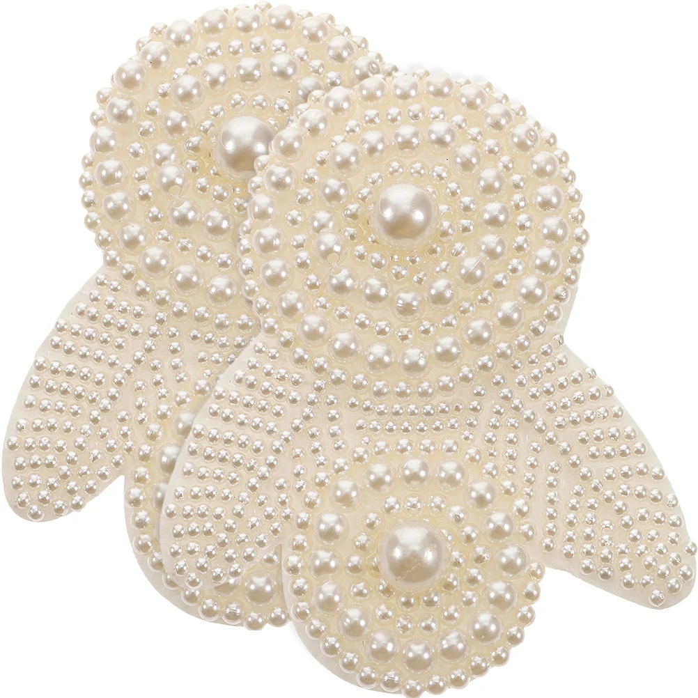 

2pcs Wedding Bridal Embroidered Imitation Pearl Garment Patches Iron On Applique For Clothes Repairing Decorative Diy Sewing
