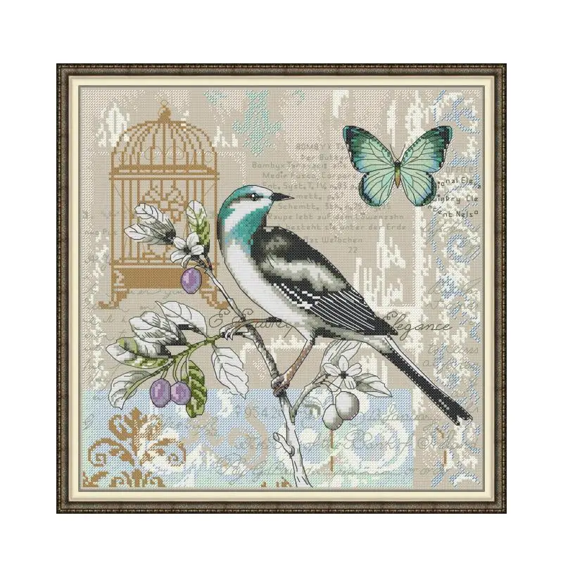 Magpie Animal Series DIY Pattern Embroidery Set Needlework Tools Printed Beginner Embroidery Cross Stitch Kit Sewing Craft Set