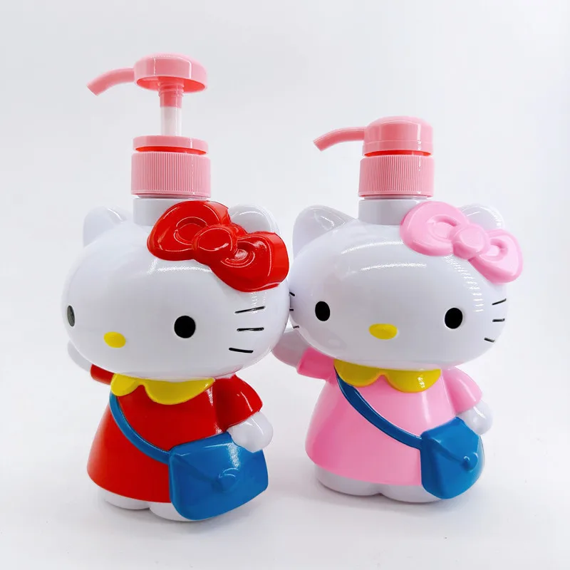 500Ml Cute Cartoon Hellokittys Shaped Push Type Dispensing Bottle Can Hold Shower Gel Shampoo Hand Soap for Household