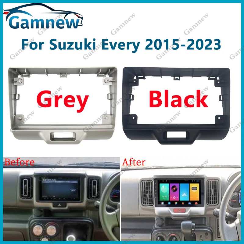 9 Inch Car Frame Fascia Adapter Android Radio Dash Fitting Black Panel Kit For Suzuki Every 2015+