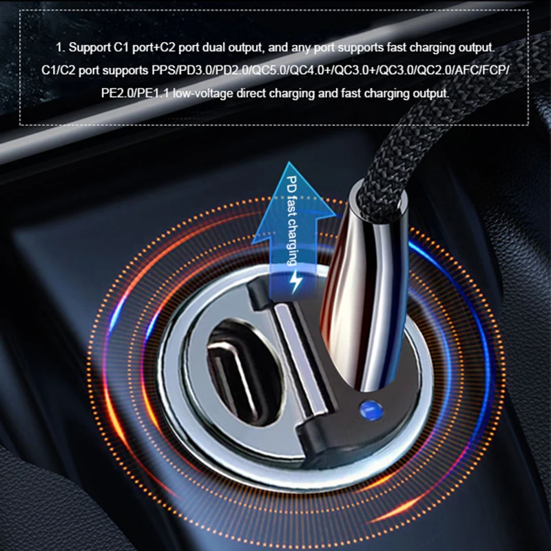 URVNS 45W Dual USB C Car Charger with Mini and All-Metal Body, (PD3.0 45W+45W) Type-C Fast Charging for iPhone 14 Pixel MacBook image 3