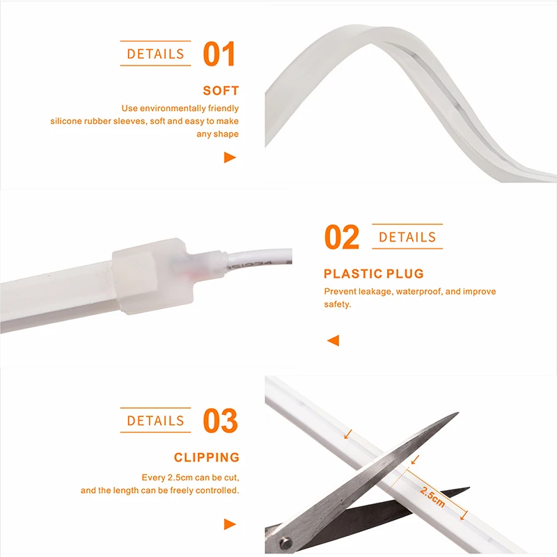 DC12V/24V EU plug Neon LED Strip With RF Dimmable Remote Control 1/2/3/5/10M Neon LED Tape For Kitchen Backlight Decor Lighting