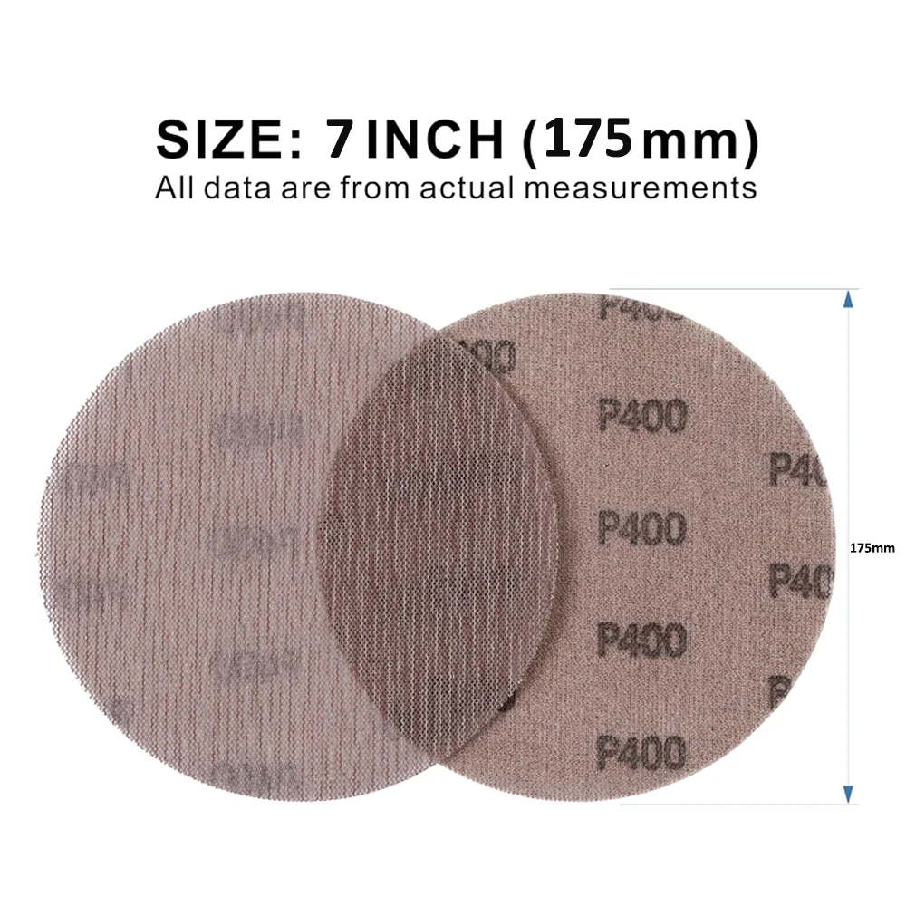 10pcs 7 Inch Mesh Abrasive Sanding Discs Hook & Loop Sandpaper Dust Free Anti-Blocking Net Sandpaper Sheets for Auto Body Wood