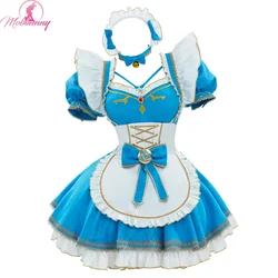 MOBBUNNY Link Princess Derivative Women Lingerie Maid Costume Dress with Apron Sleeves Cosplay Costume