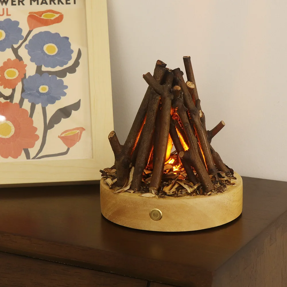 USB Bonfire Night Lamp Dimmable Touch Rechargeable Table Lamp Led Decorative Night Lights With White Noise