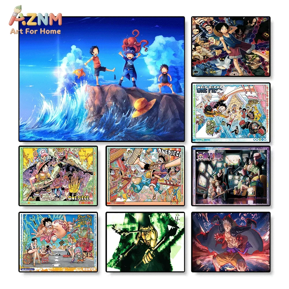 VIVID GEM Full Drill Diamond Painting One Piece Luffy Ace Sabo Childhood Japanese Cartoon Mosaic 5D DIY For Kids Home Decor