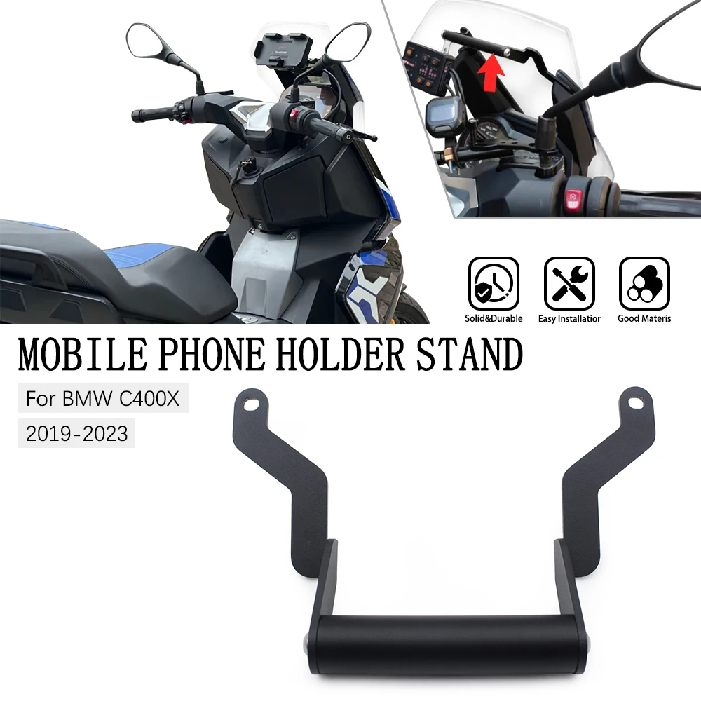 

NEW Black Motorcycle Mobile Phone Holder Mount Navigation Bracket GPS For BMW C400X C 400 X 400X C400