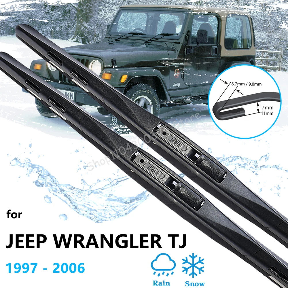 For Jeep Wrangler TJ TJL SUV 1997~2006 Car Windshield Windscreen Front Wiper Blades Cutter Boneless Frameless Rubber Accessories