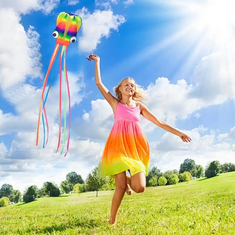 Riesiger Drachen, Regenbogen-Regenbogen-Drachen mit langen Schwänzen, tragbares interaktives Eltern-Kind-Spielzeug für Kinder, Jungen und Mädchen