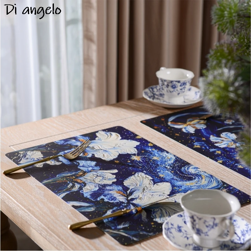 Square 30*45cm Starlit Sky PVC Leather Placemat Mats Waterproof and Oil-proof Dining Table Decorative Heat-insulating 1PC #/L