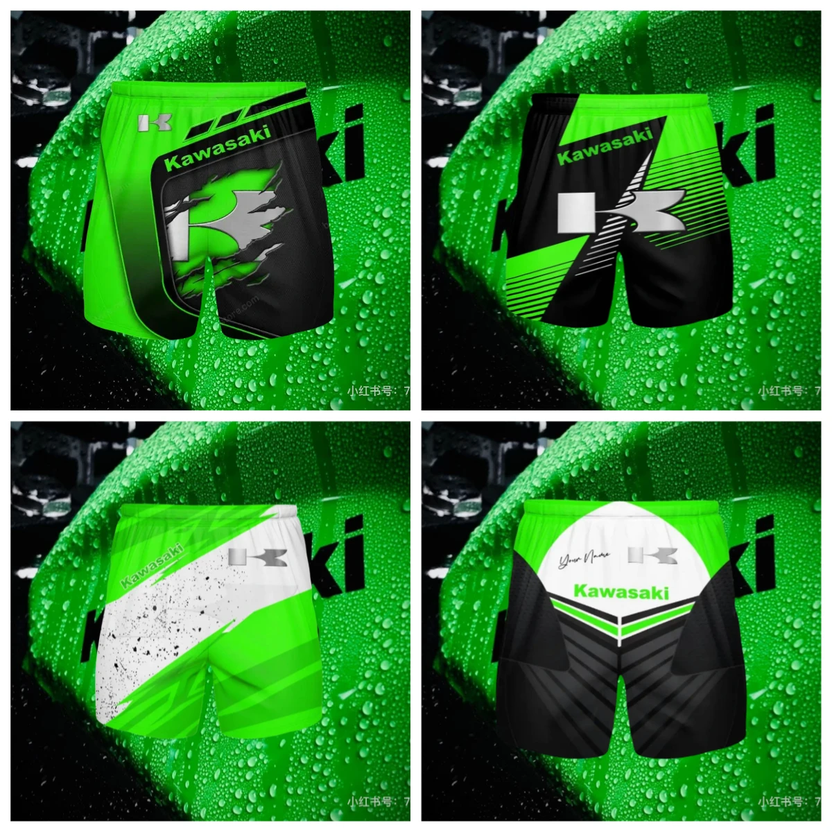 

2025 Kawasaki Adventure Extreme Sports Full Swimsuit, Motorcycle Men's Shorts, High-quality Beach Clothing, Printed Summer Men