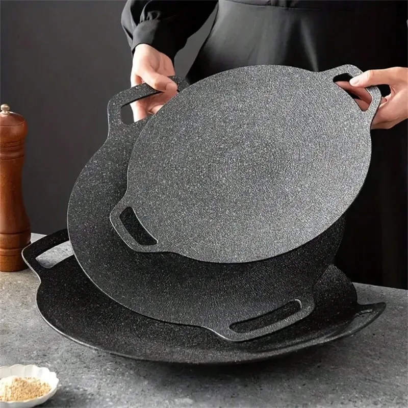 360 ° Placa coreana para parrilla de barbacoa con calefacción uniforme: revestimiento antiadherente duradero para estufas de inducción/gas, diseño portátil fácil de limpiar