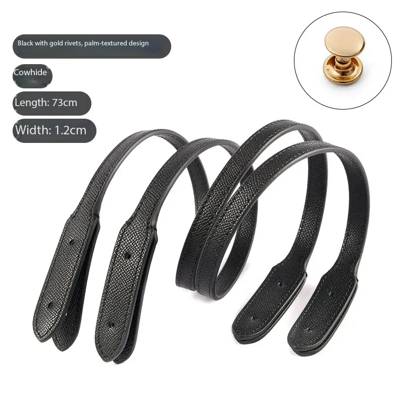 2pcs Bag Straps With Rivets 73cm Length Genuine Leather Handle Strap Detachable Shoulder  Strap Replacement DIY Bag Accessories