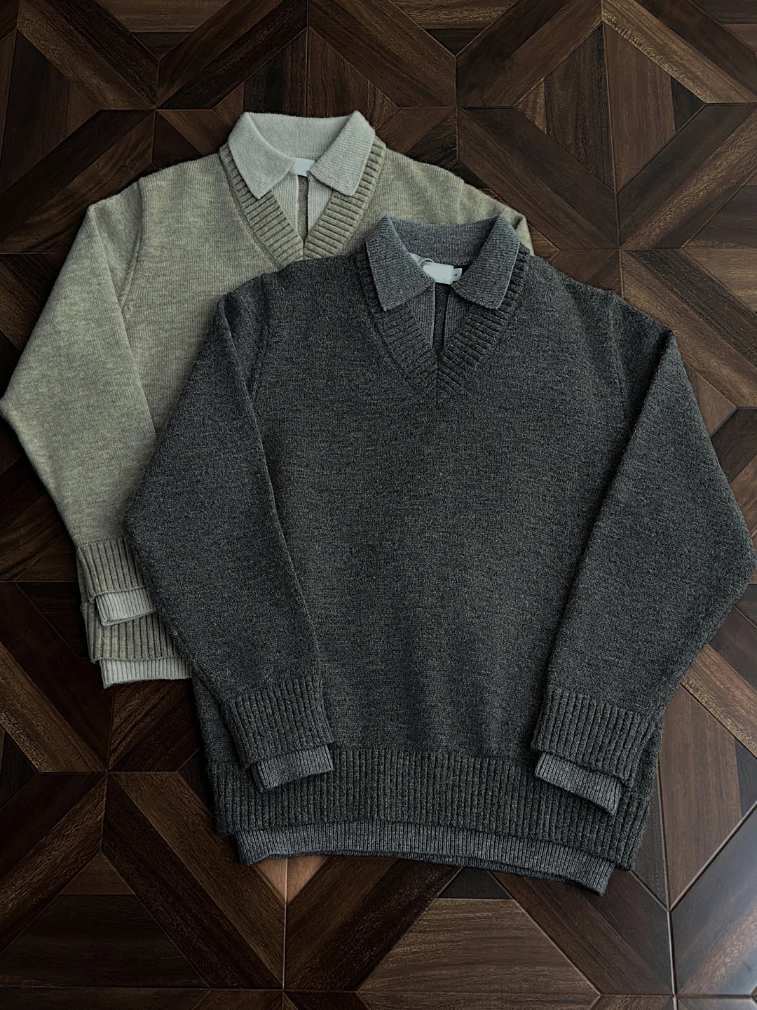 

Мужской вязаный свитер оверсайз из плотной ткани с цветными блоками, воротником и длинными рукавами, повседневная верхняя одежда для осени, Cleanfit