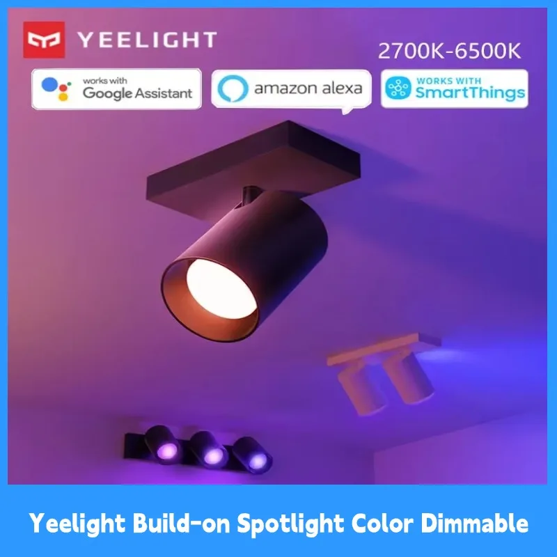 Yeelight Build-on Spotlight Color Dimmable 2700K-6500K 220V Adjustable Angle Wifi Lamp Group Control Google Home Alexa