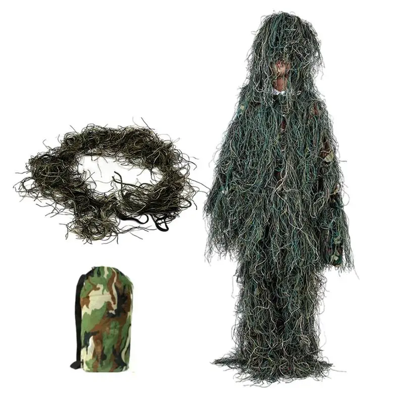 

Камуфляжная накидка, дышащая камуфляжная одежда для выживания для мужчин с шляпой и сумкой, костюм для фотосъемки с птицей, снайперские брюки, Топ