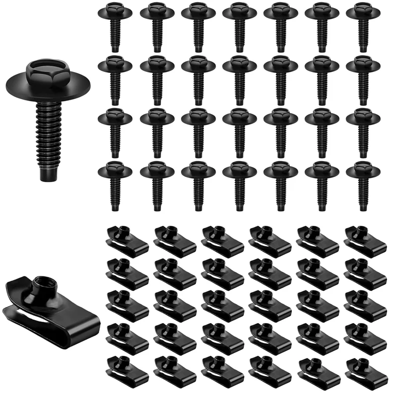 Car Body Bolts U Type Nut Clips M6 Automobile Bumper Fender Rivet Engine Cover Undertray Splash Shield Guard Liner Screws Clips