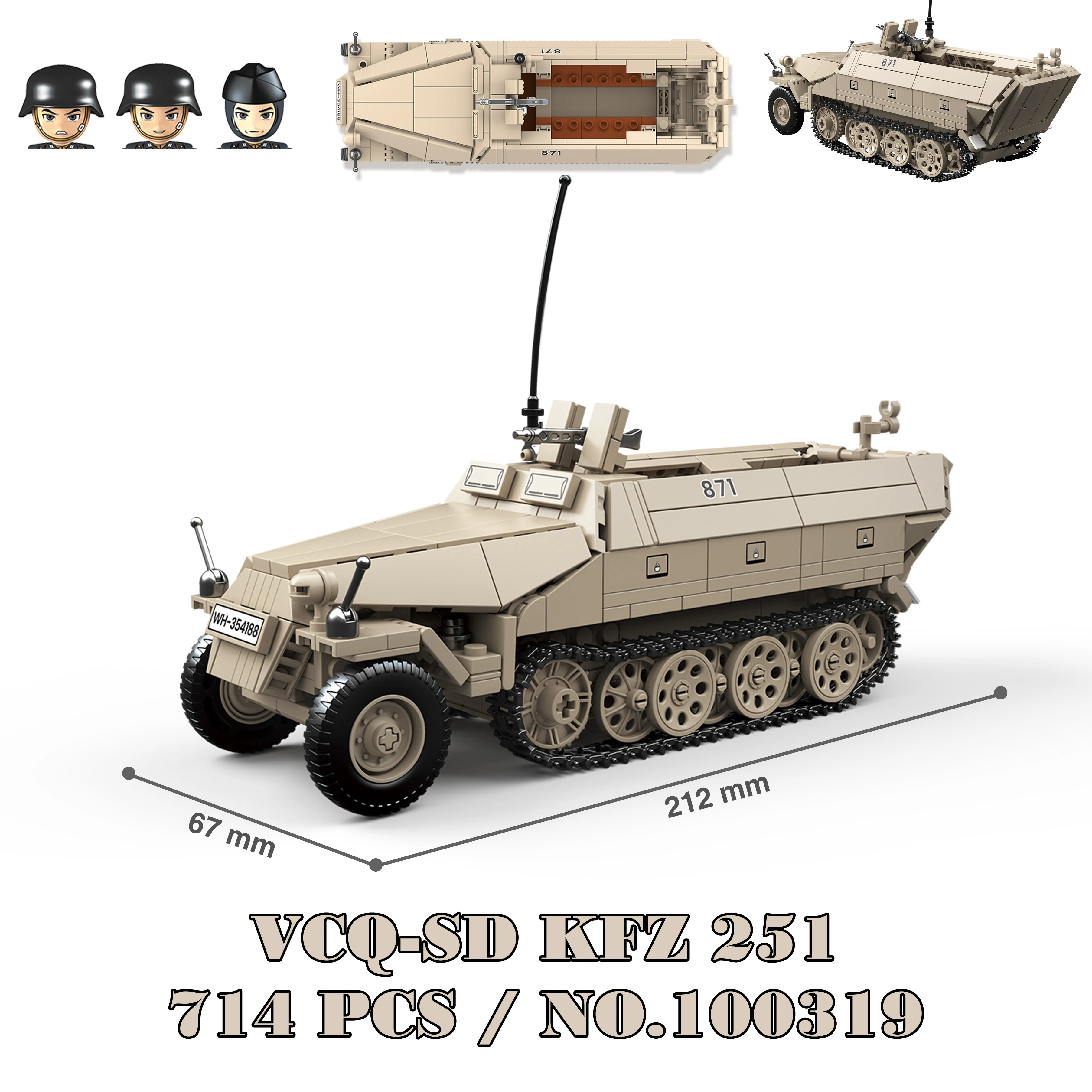Militärpanzer Stuart SdKfz251 Panzer VI Sherman US Army Quan Guan WW2 Soldatenfigur Modellbausatz Bausteine Kinder Spielzeug – Detail 35