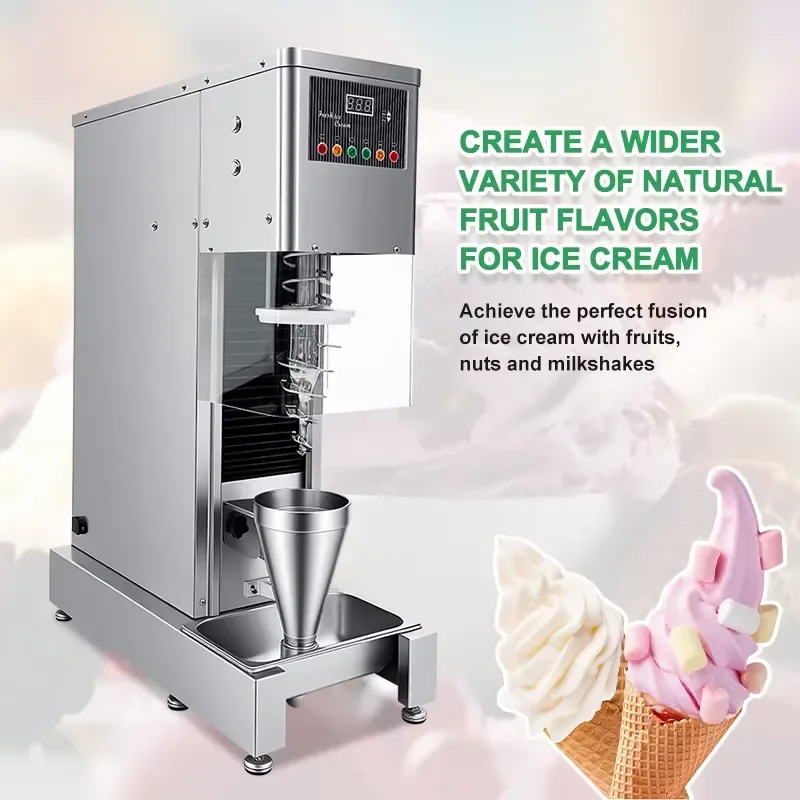 New Automatic Real Fruit & Nuts Ice Cream Blender for Gourmet Dessert Shops and Personalized Yogurt Treats