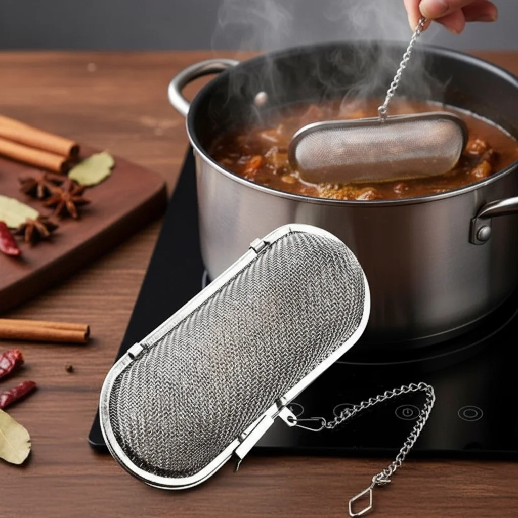 Infusor colador de hierbas y té de acero inoxidable reutilizable para cocinar especias herramienta de cocina 1 ud.
