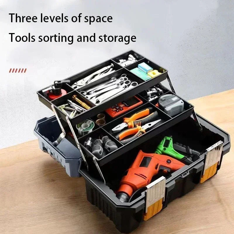 Folding 3 Layer Tool Box Profesional Auto Repair Storage Case Organizer Waterproof Hardware Suitcase Tool Mechanical Plastic Box