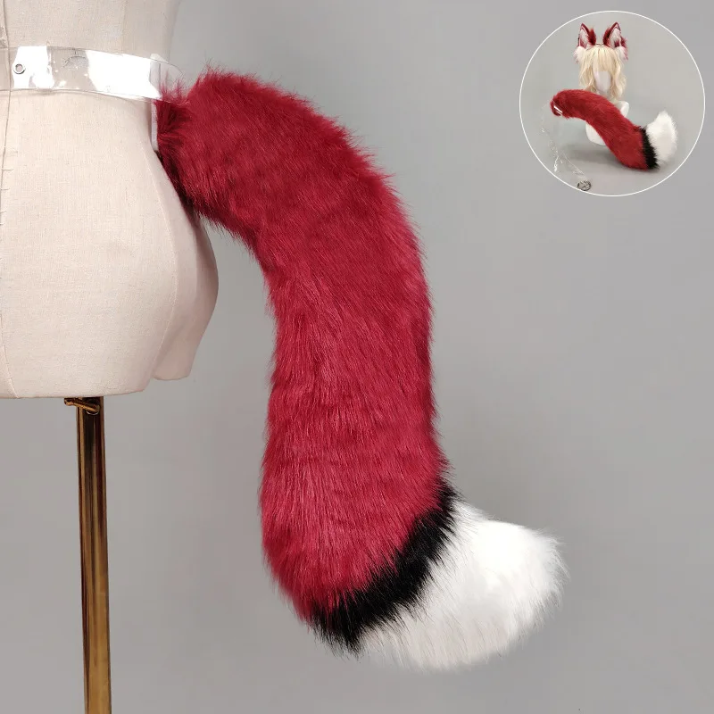 New Simulated Red Wolf Headpiece with Furry Tail Animal Headband Lolita Role-playing Accessories Club Bar Makeup Ball Props