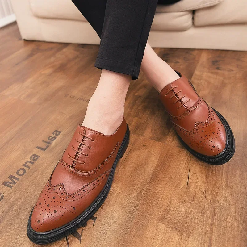 Chaussures en cuir décontractées pour hommes, mocassins de fête, nouveau style britannique, chaussures d'affaires trempées