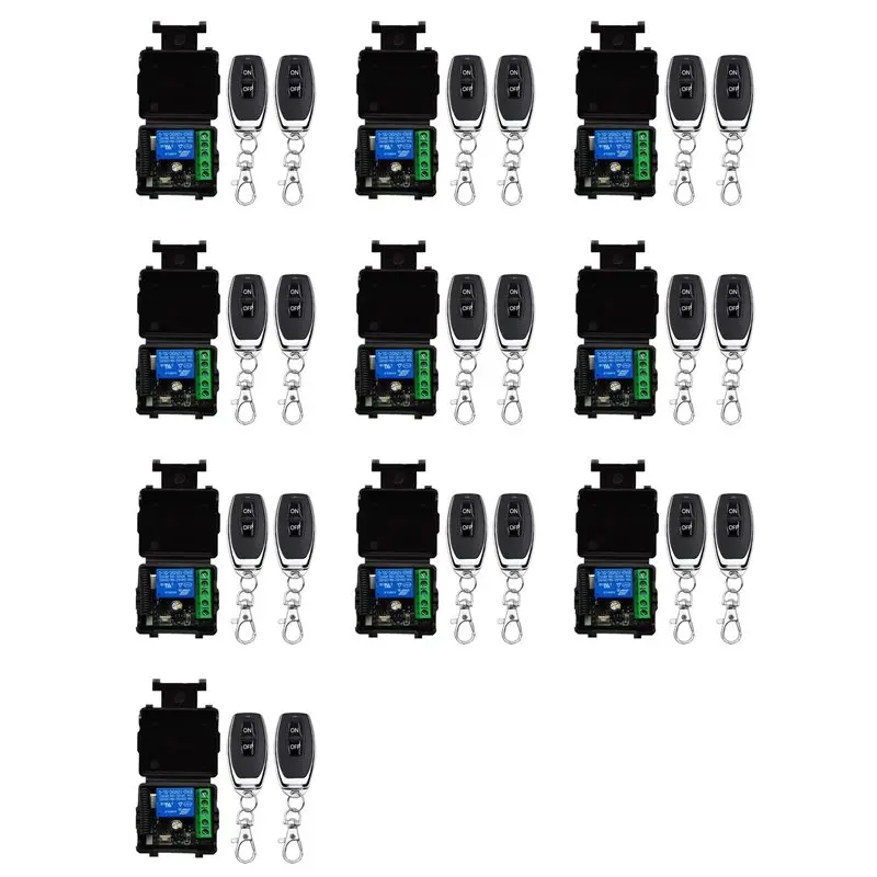 

A96T 10X 433Mhz Wireless Remote Control Switch RF Relay 12V Remote Control Switch For Garage Door Motor Light Control