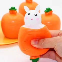 2pcs Easter Carrot Rabbit Squeeze Toys Bunny Stress Relief Sensory Toy for Children Stress Squeeze Toy Ball Easter Creative Gift