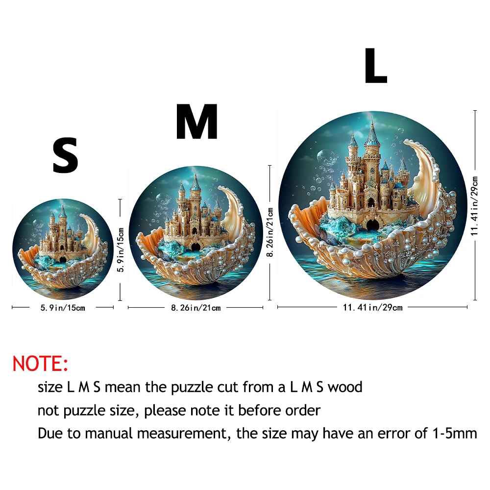 "Shell Castle Wooden Puzzle | Unique Irregular Animal-Shaped Pieces • Creative Handcrafted Decor • Festive Gift, Home Decor & Fa