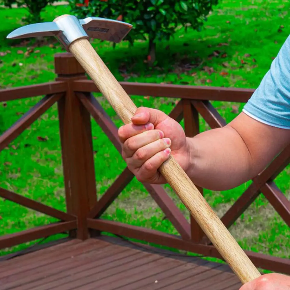 ステンレス鋼双頭つるはし木製ハンドル緩め土掘りツールマトックつるはしガーデニングピックハンドツール
