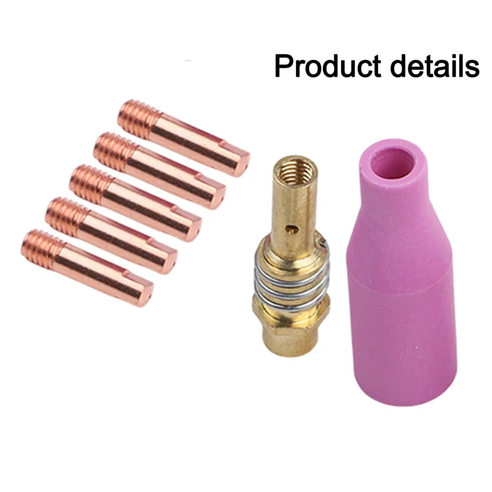 7PCS Welding for torch Replacement Kit for 15AK MB15 For MIG Welders Featuring 0.8mm Brass Tips Earthenware Nozzle and Holder