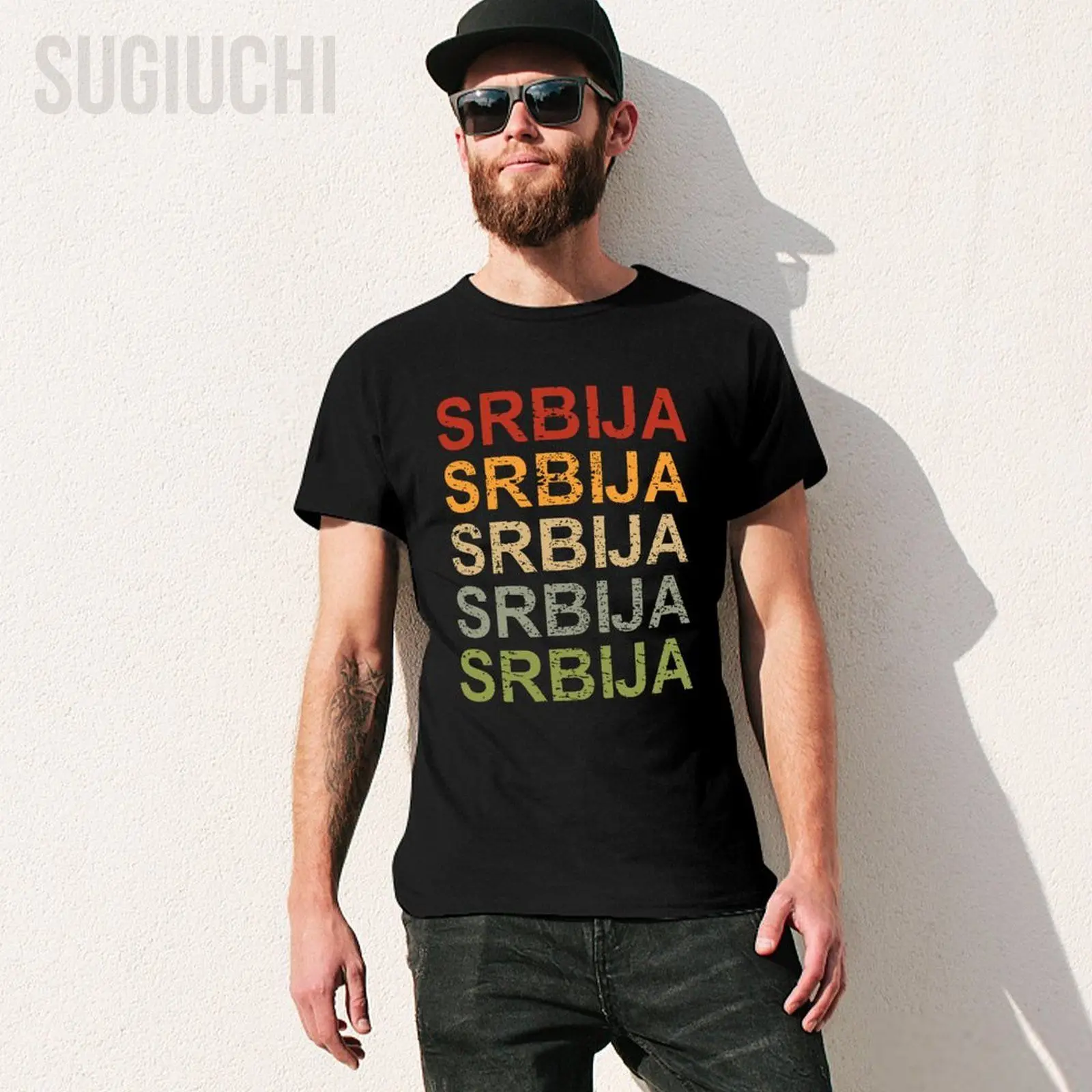 Unisex Men Retro Srbija Serbia Yugoslavia Tshirt Tees O-neck T Shirts Women Boys 100% Cotton T-Shirt