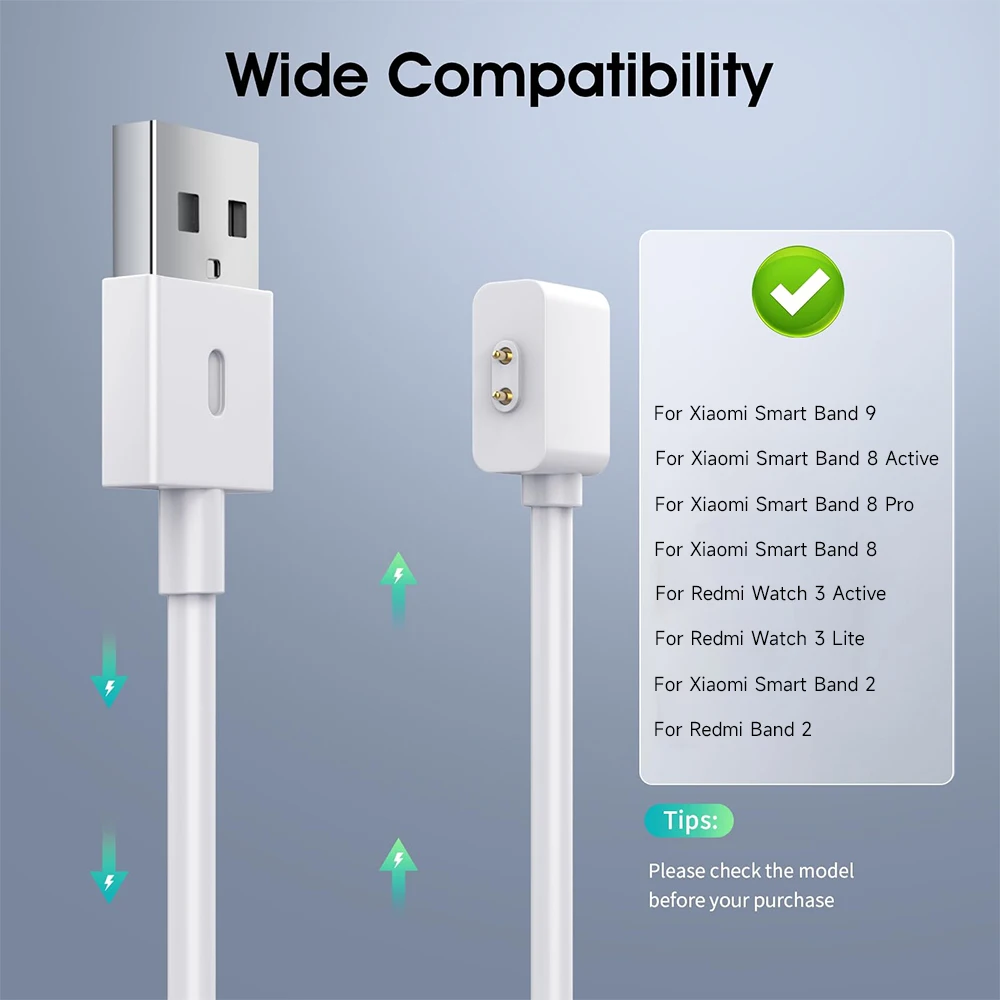 Charger for Xiaomi Smart Band 9/Band 8 Pro/Active/Redmi Watch 4/3 Active Magnetic USB Charging Cable Replacment Charging Cradle