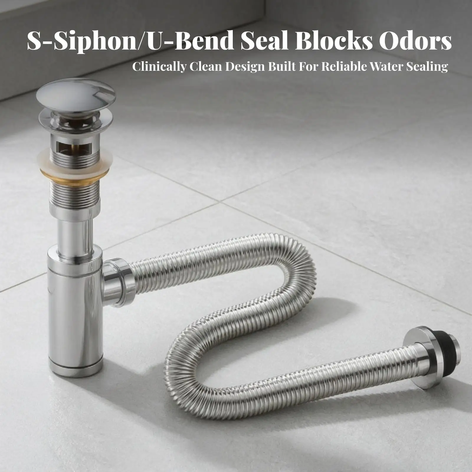 Polished Chrome Copper Sink Waste Drain with Overflow for Residential Commercial Washbasin
