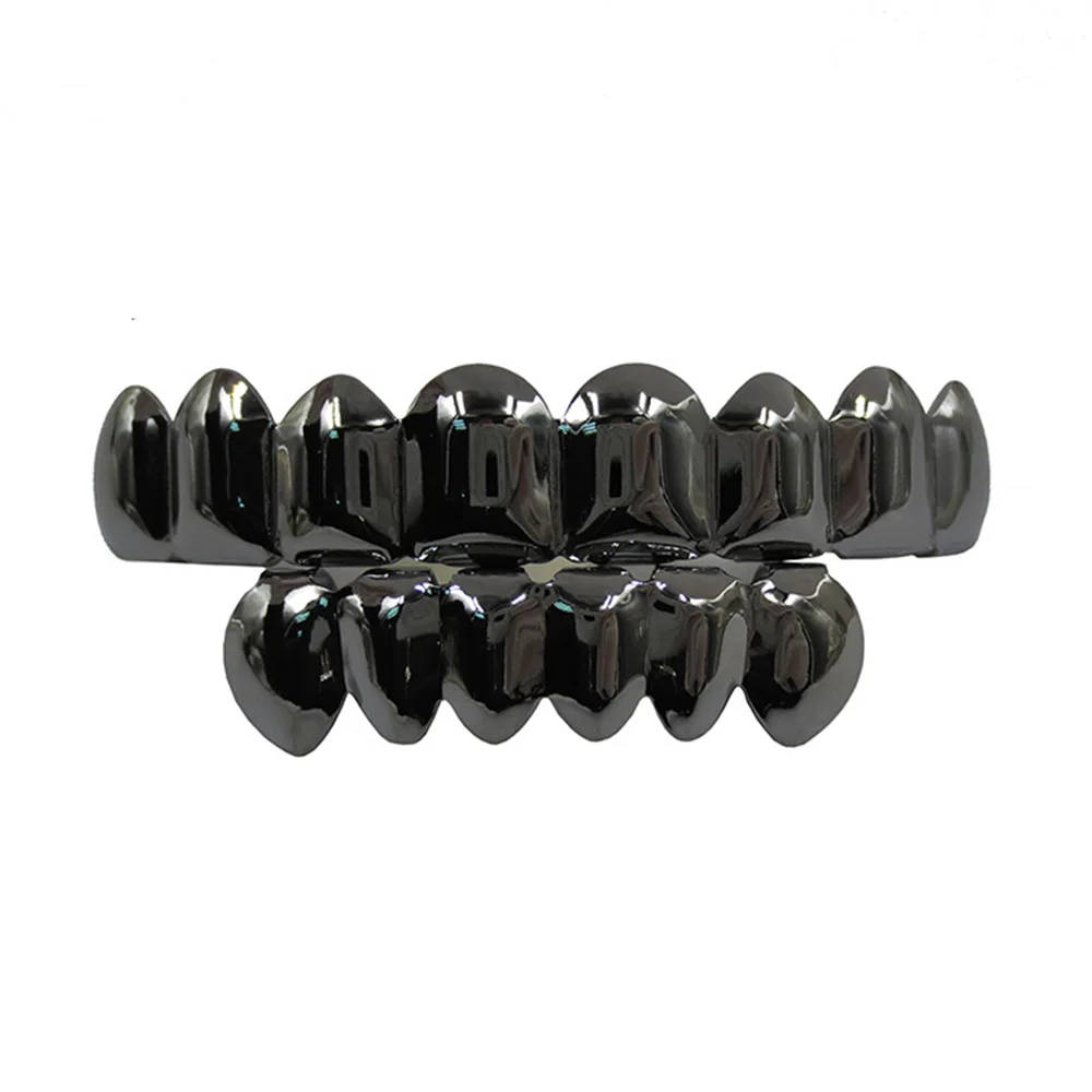 Smooth Black Color Teeth Grillz, Hip Hop Style