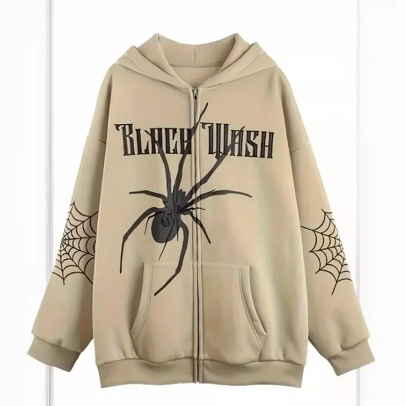 Goth Grunge Y2k Streetwear Sweatshirt Women Printing Spider Zip Hoodie Women Clothes Harajuku  Anime Oversize Hoodie Men Women