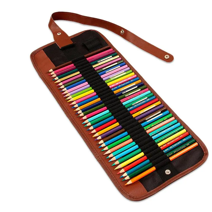1 Pcs 36/48 Holes Wrap Roll Up Pencil Bag Pen Case Holder Storage Writing Supplies Stationery Supplies Pencil Pouch（Only Bags）