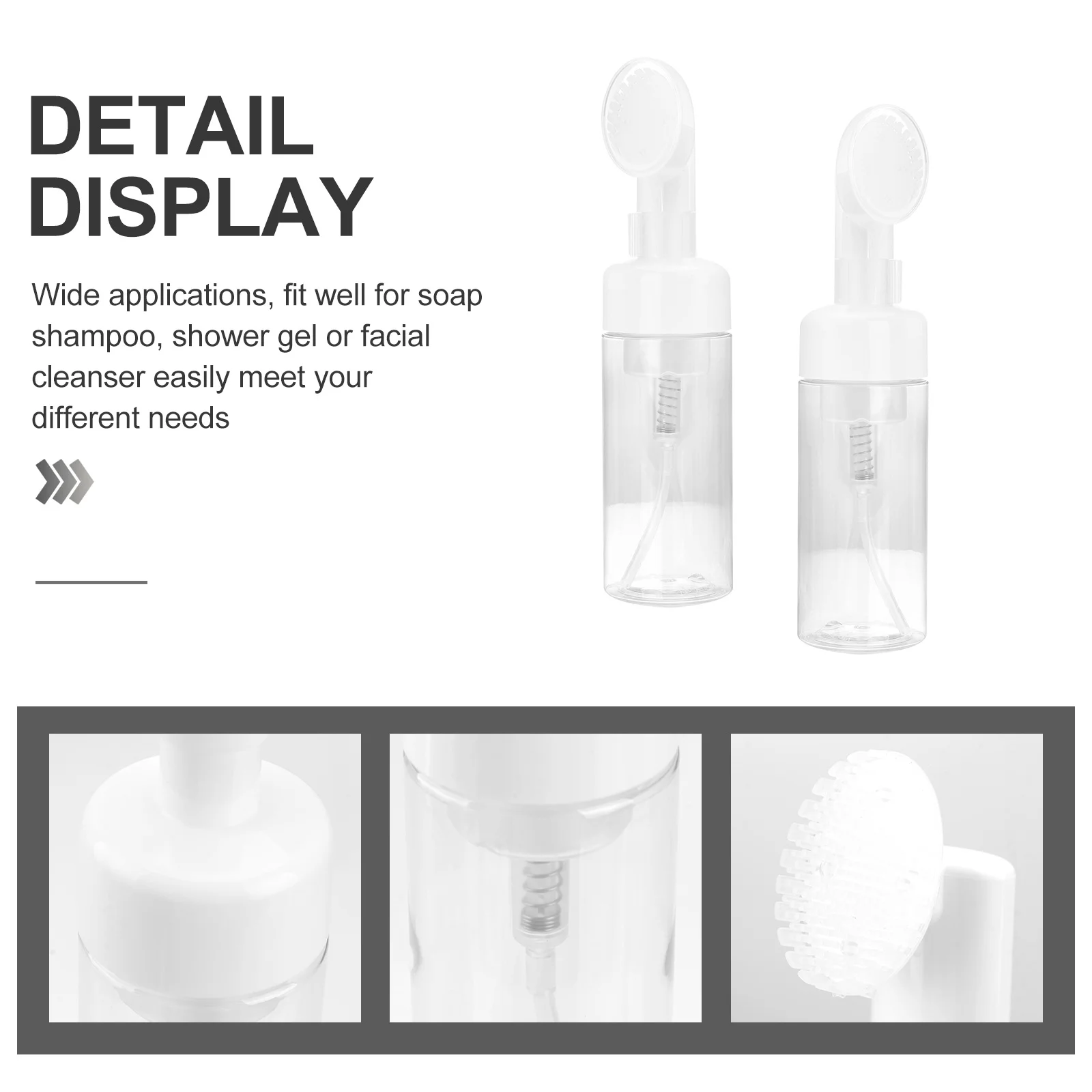 2pcs Foam Bottle Cleanser Brush Empty Sub Bottles For Travel Foaming Dispenser Shampoo Shower Gel Facial Wash Portable Container