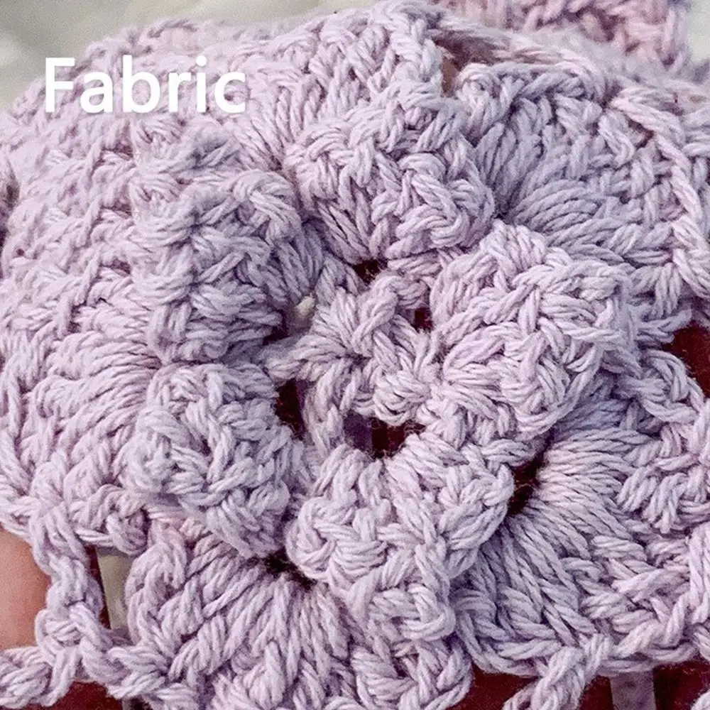 

Korean Handmade Crochet Bucket Hat Hollow Summer Beads Knitted Hat Flower Ruffles Weave Basin Caps Outdoor