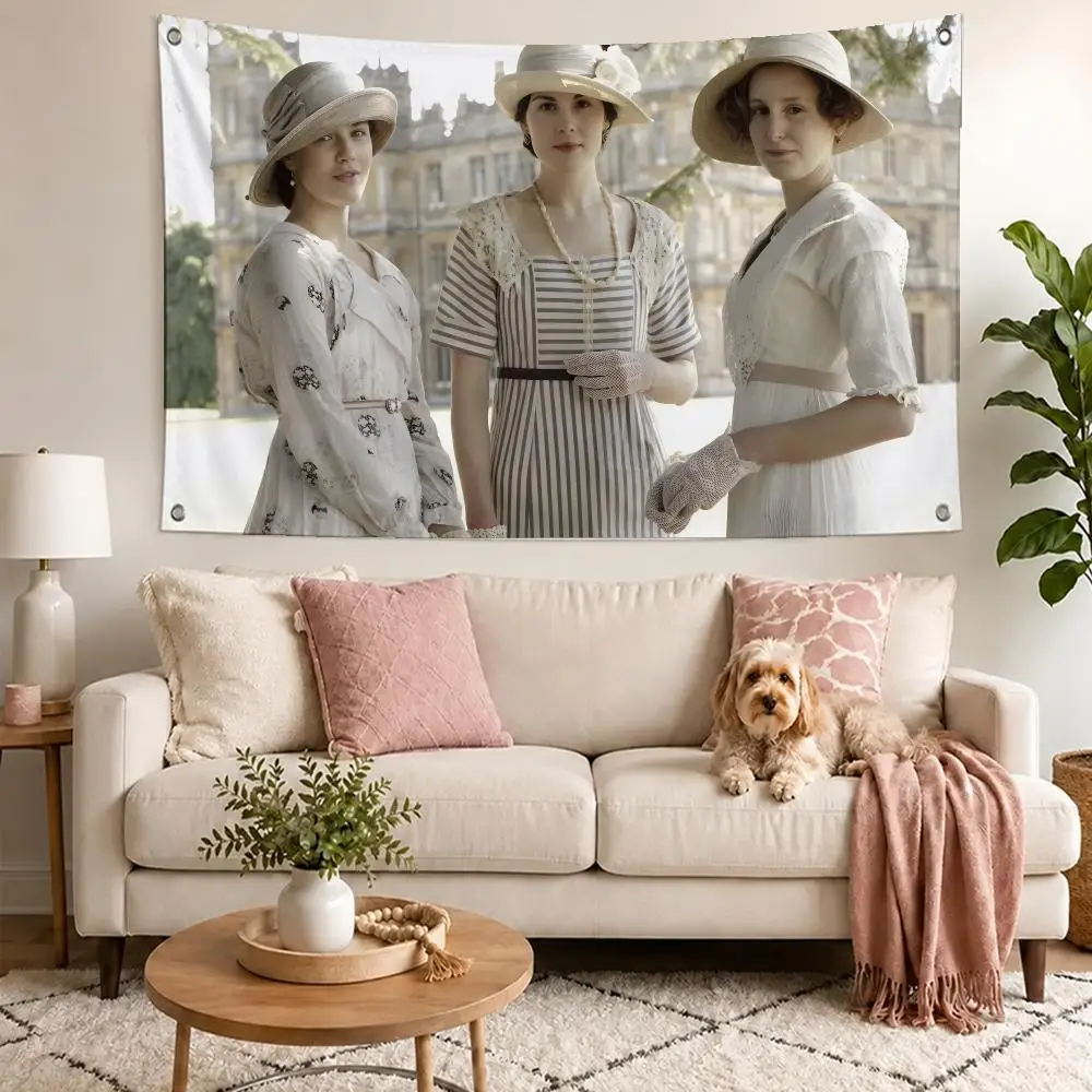 Classic Show Downton Abbey Flags Concert Print Wall Hanging Art Banner, Indoor Outdoor Bedroom Home Decor Backdrop, Perfect Gift
