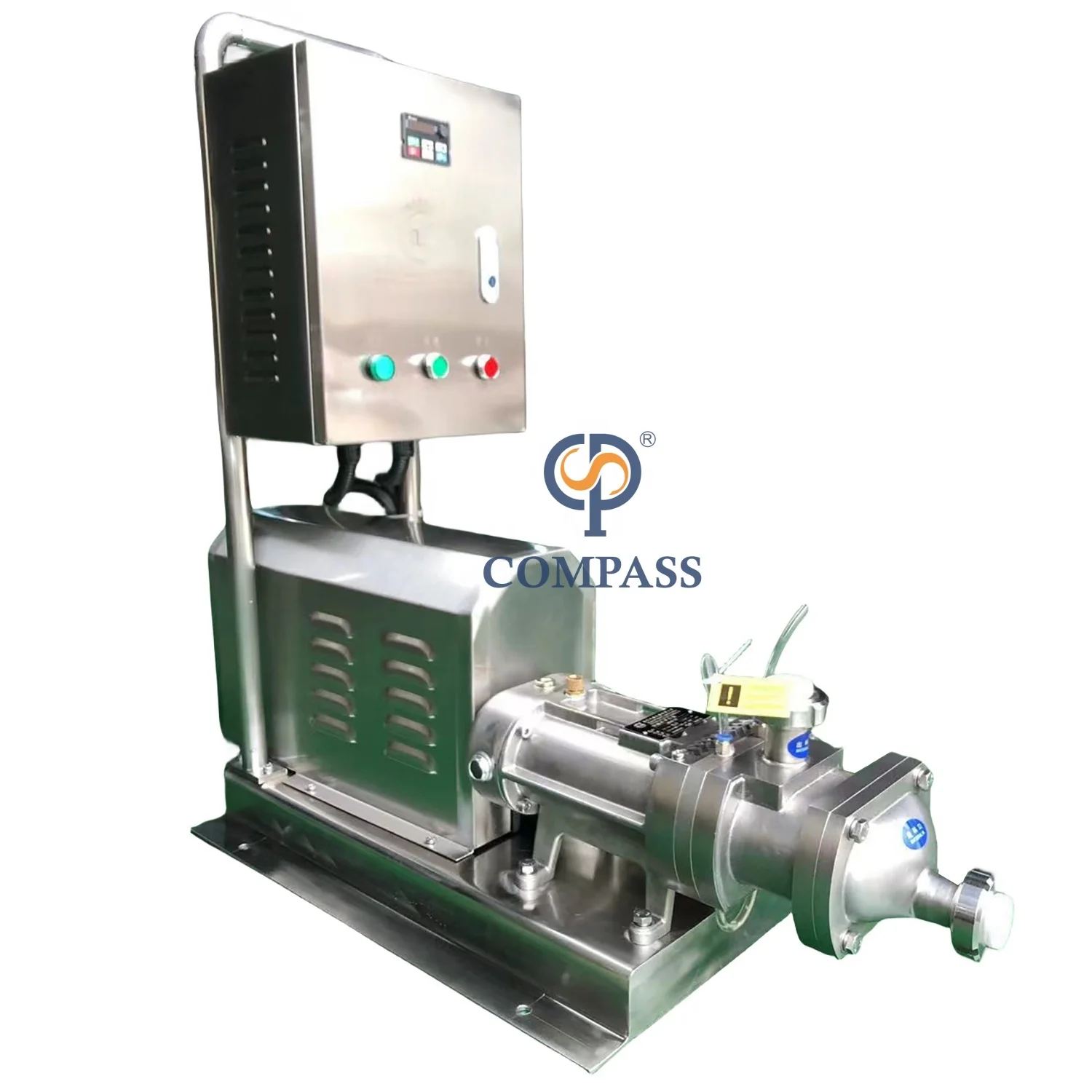 Food grade gas liquid solid mixing sanitary multipurpose high viscosity low shear double twin screw pump