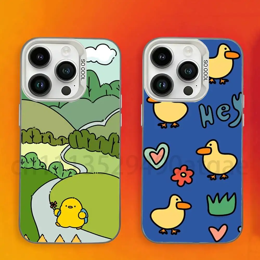 

Cartoon Cute Duck Phone Case For iPhone 17,16,15,14,13,12,11,Pro,Max,Plus,Mini Candy Matte Shockproof Cover