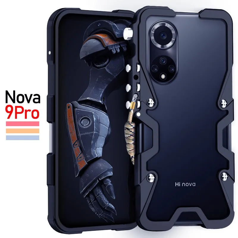 Metal Alumínio Phone Cases para Huawei, Armadura Luxuosa, Bumper para Nova 9, Nova9, Se Pro, Capa, Mecânica, Artesanal Caso Do Crânio, Capa De Luxo