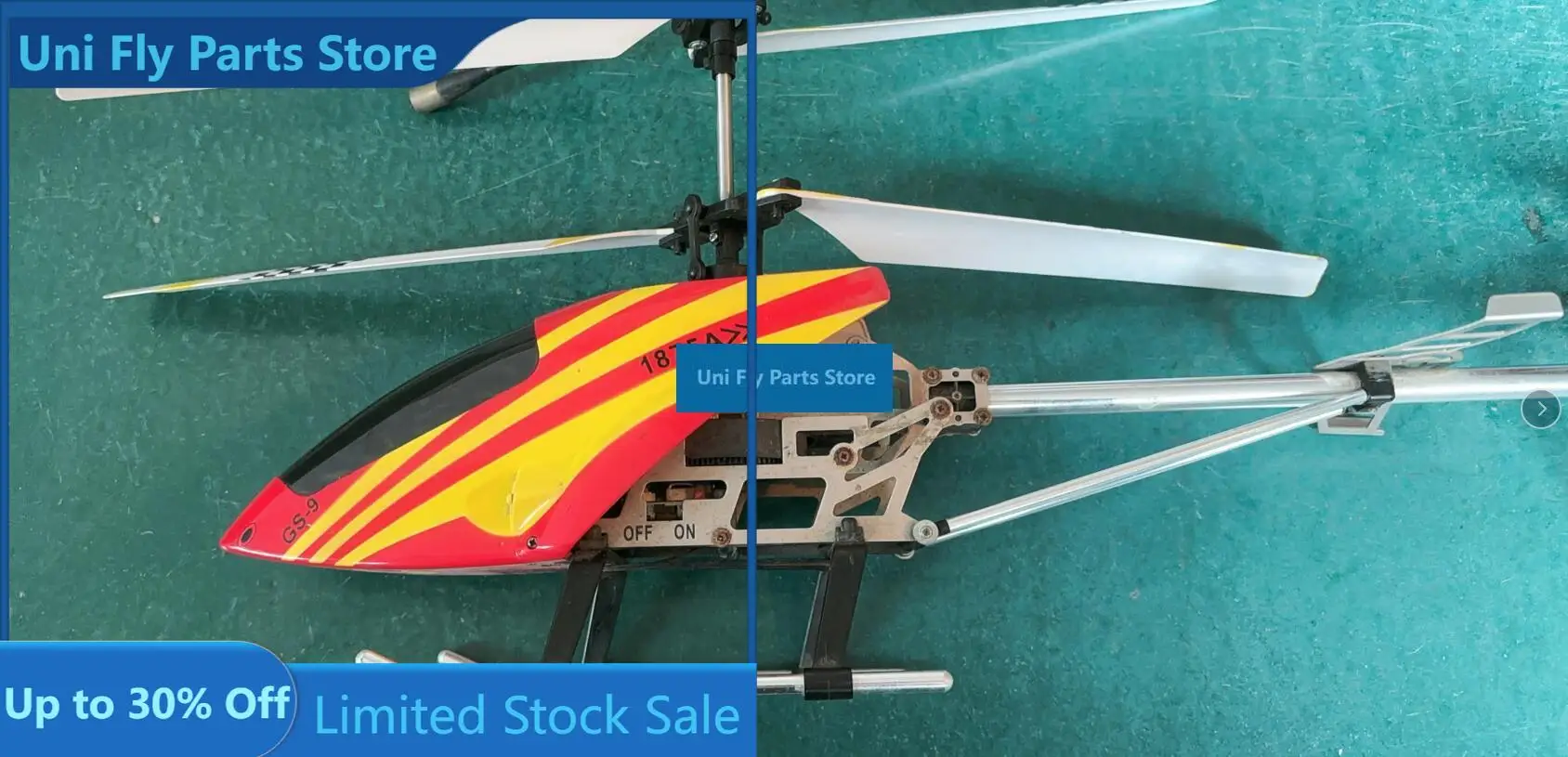 UniFlyClearance Sale! RC 4ch Helicopter Only (No Transmitter), Metal Body Toy, Old Stock For DIY/Collection, Model 1875A 50cm Le