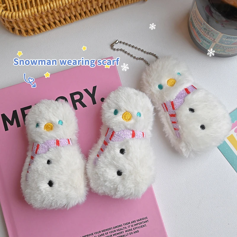 Cute Cartoon Plush Pendant Christmas Plush Scarf Snowman Keychain Backpack Charm Party Decoration Children's Toy Gift